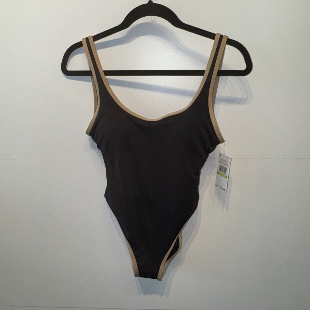 NWT Michael Kors Black Khaki One Piece Swimsuit - Picture 7 of 9